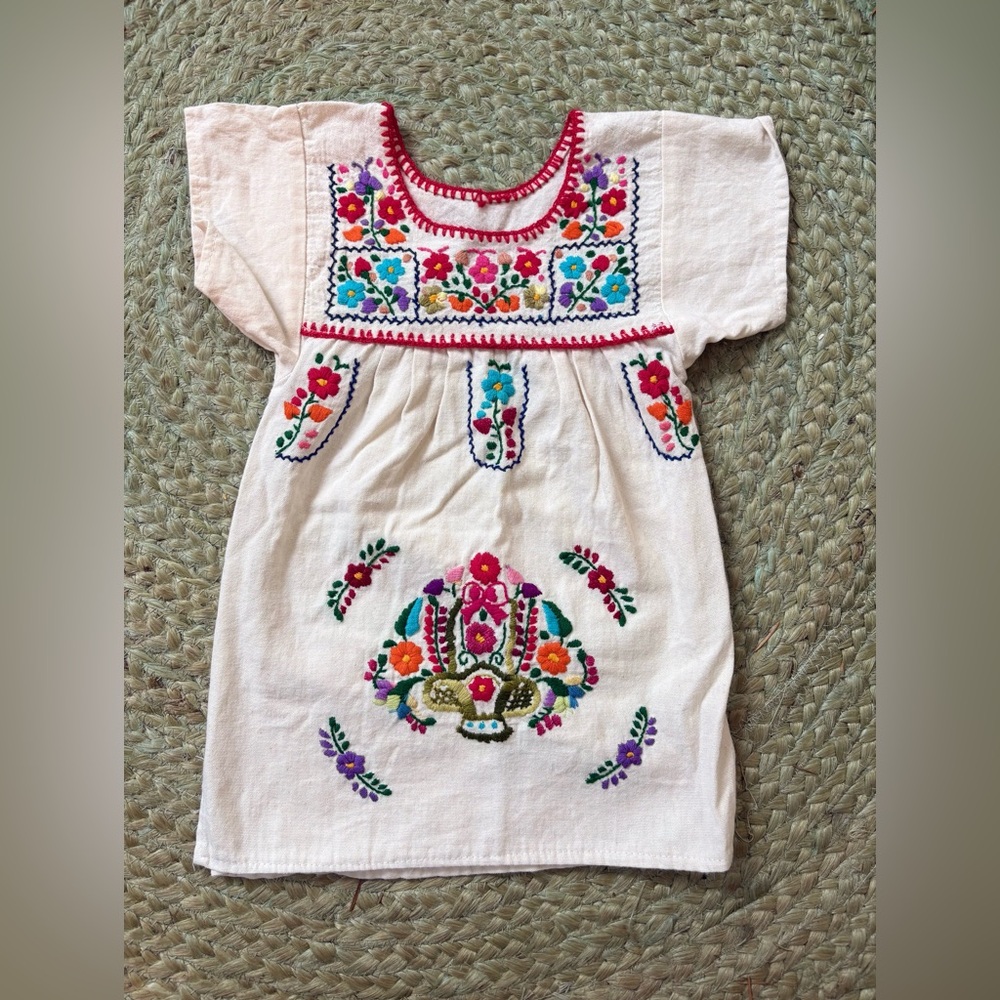 Vintage Traditional Mexican House Dress Kids Cotton
